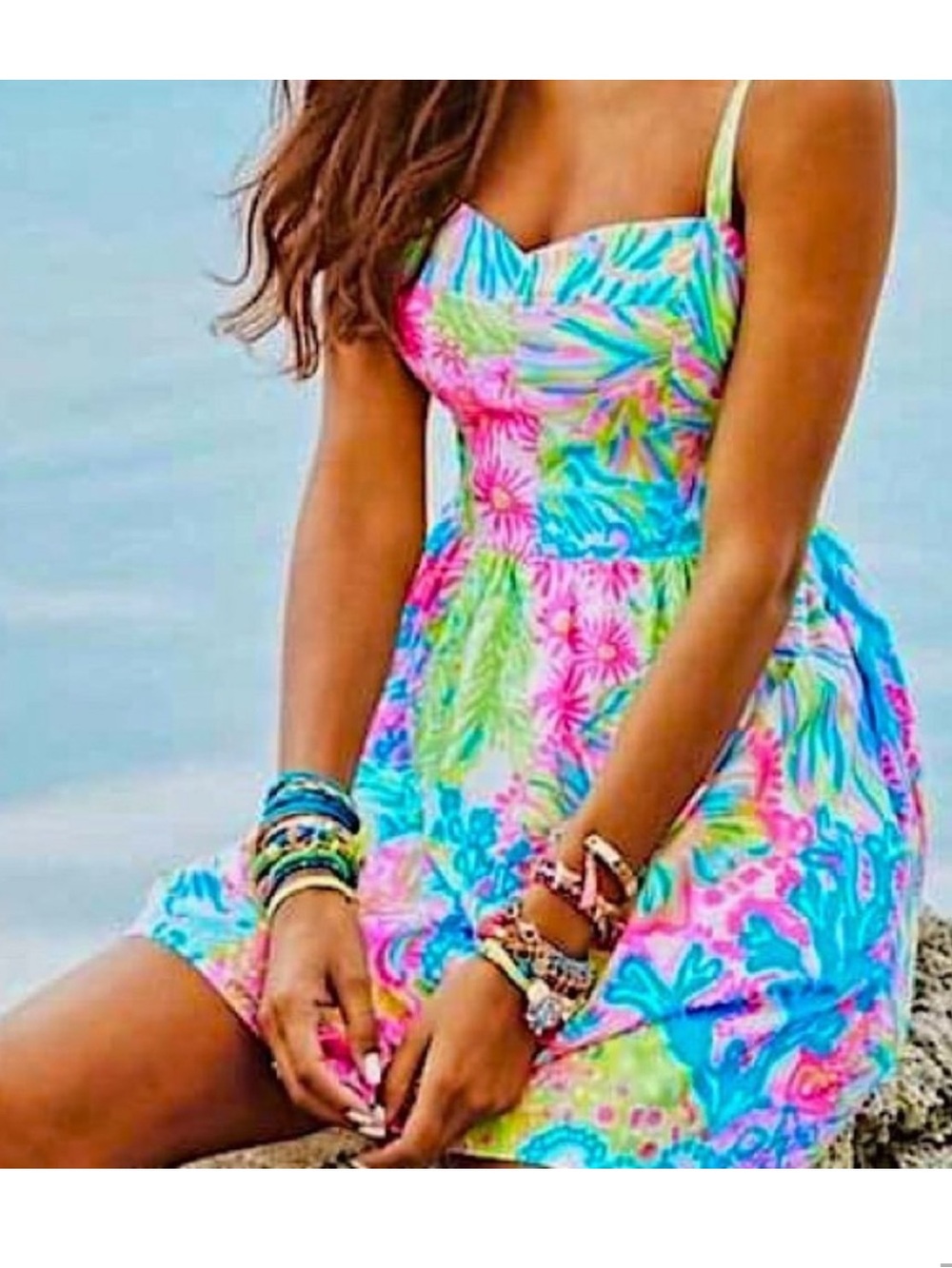 Lilly Pulitzer Multicolor Floral and Stripe Print Dress